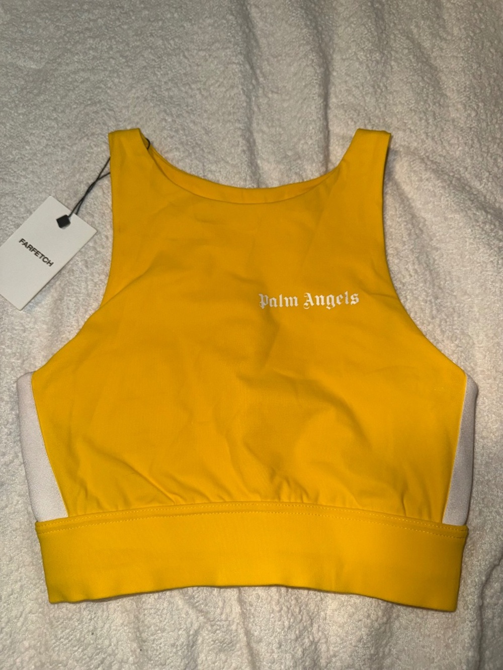 NWT Palm Angels Yellow Logo Sports Bra Crop Top Size S
